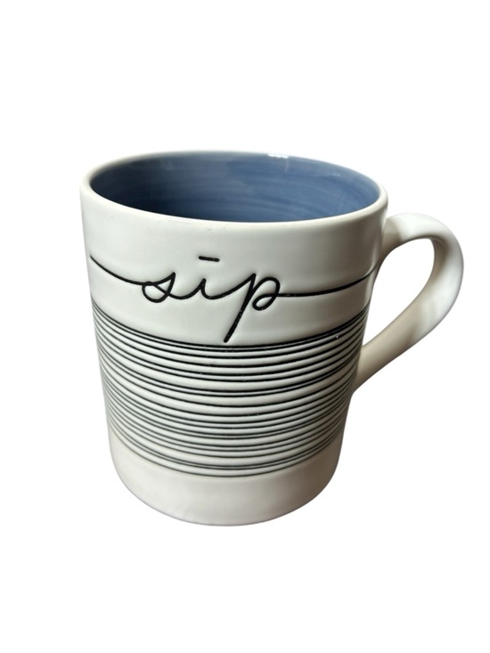 Pier 1 Other - Pier 1 Imports Black White Blue Stoneware "sip" Discontinued Coffee Mug